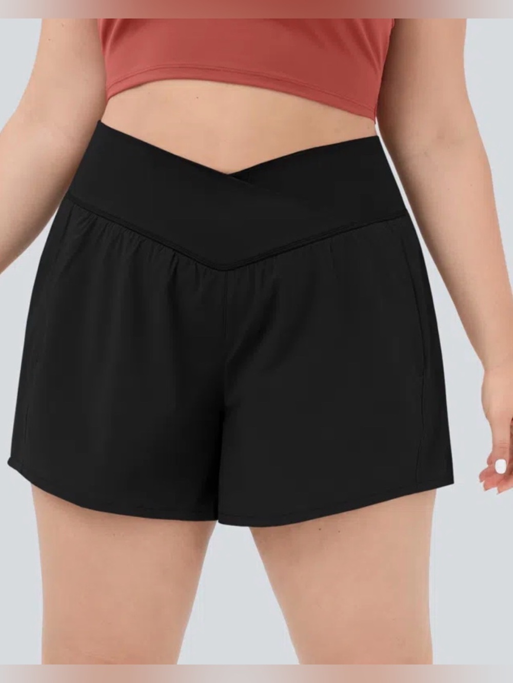 Halara Breezeful High Waisted Crossover Pocket Plus Yoga Shorts XL